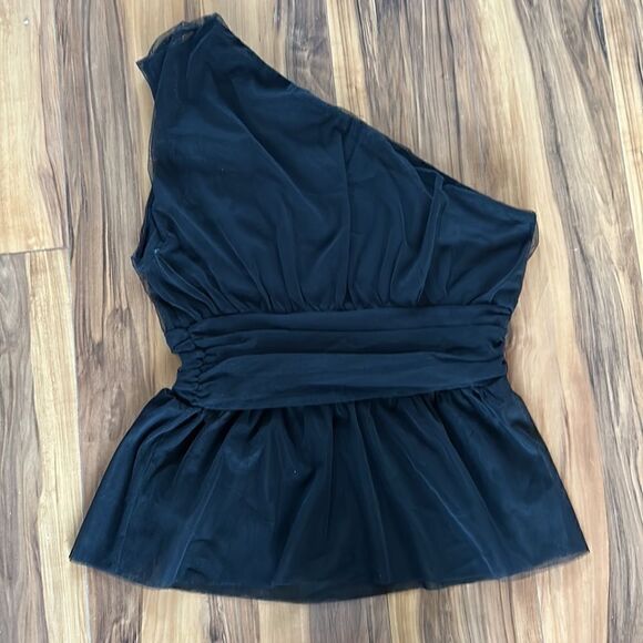 NEW Sincerely Jules Black One Shoulder Fancy Top - Picture 7 of 8